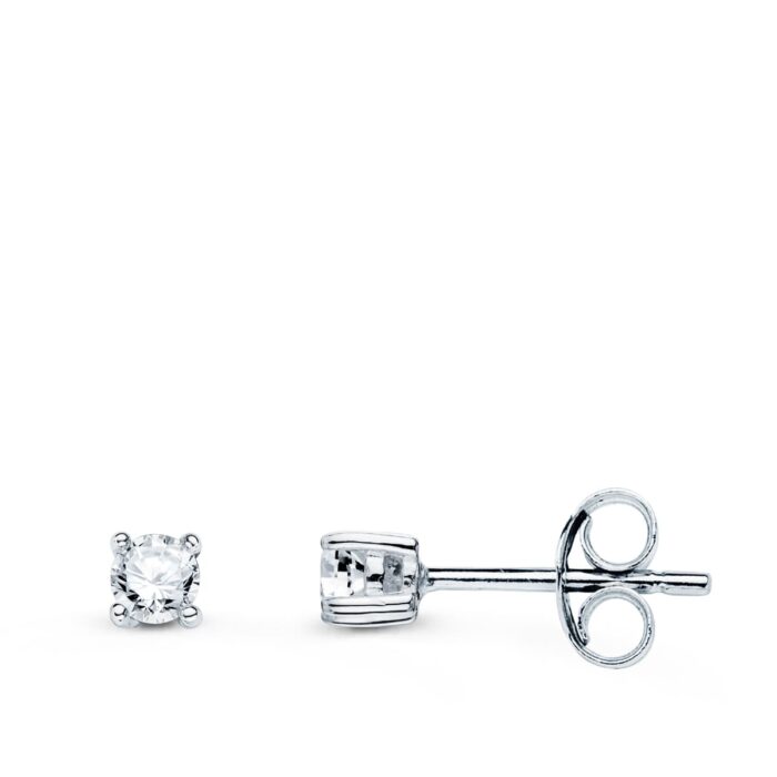 18K PENDIENTES ORO BLANCO DIAMANTES LABORATORIO 2,75 MM 0,20 QTS. VS2-G 3X3 MM. CIERRE PRESION