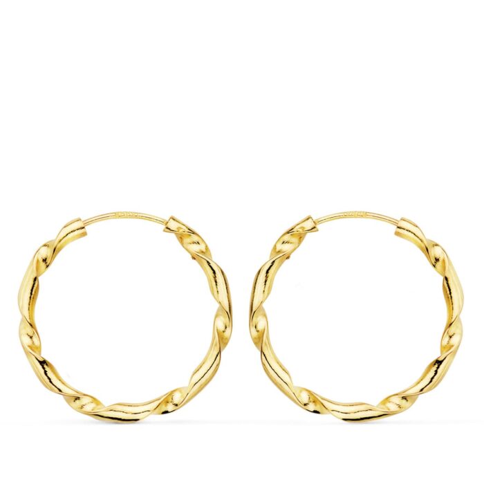 18K AROS ORO AMARILLO HUECOS RETORCIDOS. 20X2 MM