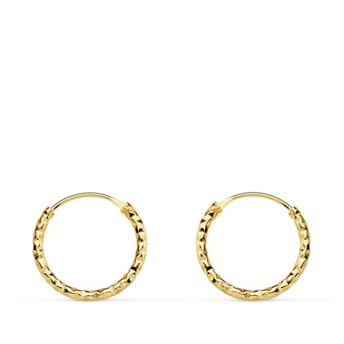 18K AROS ORO AMARILLO RETORCIDO TALLADO 13X1.30 MM