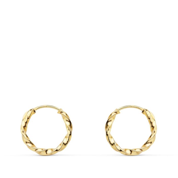 18K AROS ORO AMARILLO HUECOS GALLONEADOS. 12X1.50 MM
