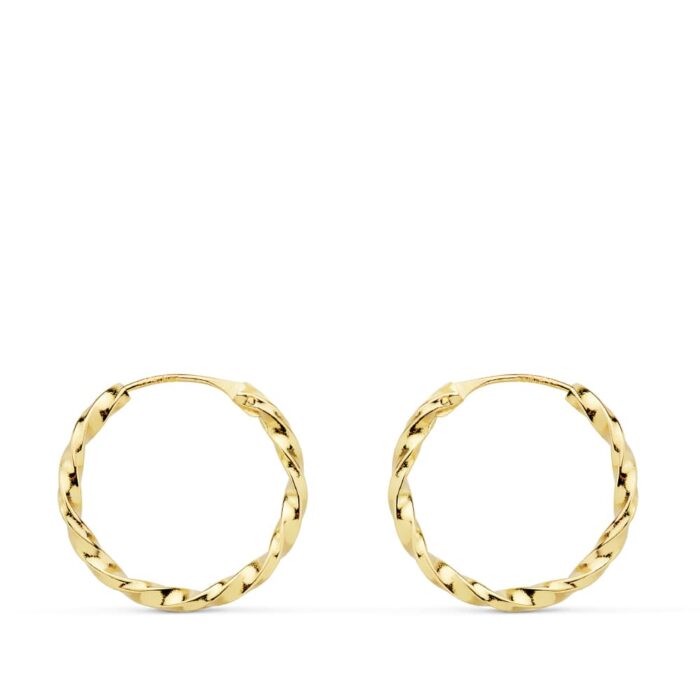 18K AROS ORO AMARILLO HUECOS GALLONEADOS. 16X1.50 MM
