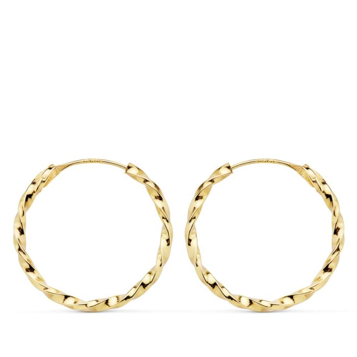 18K AROS ORO AMARILLO GALLONEADOS HUECOS 20X1.50 MM