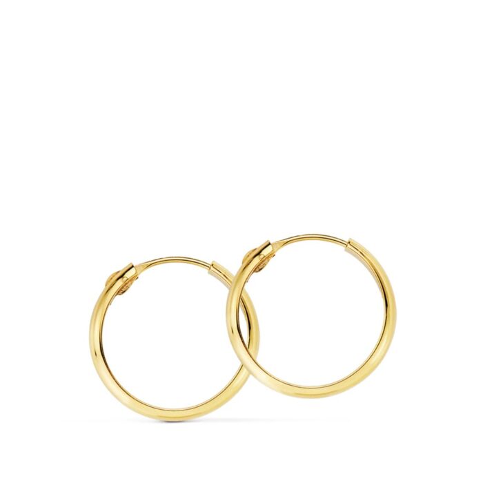 18K AROS ORO AMARILLO MEDIA CAÑA LIGEROS. 16X3 MM