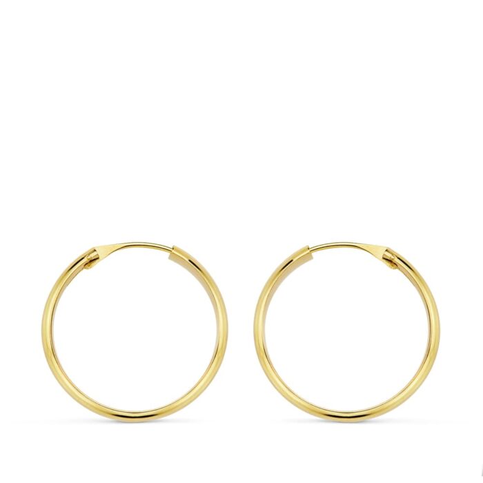 18K AROS ORO AMARILLO MEDIA CAÑA LIGEROS 18X3 MM