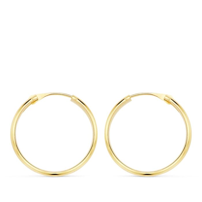 18K AROS ORO AMARILLO MEDIA CAÑA LIGEROS 20X3 MM
