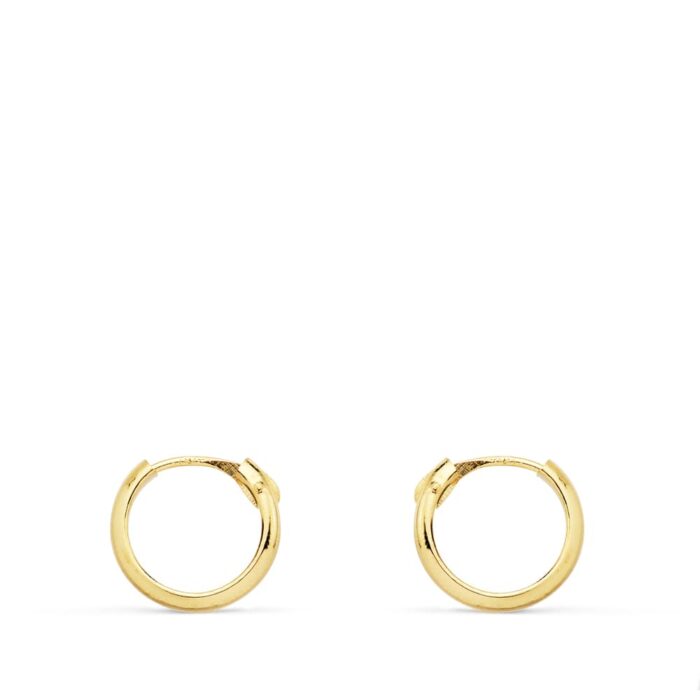 18K AROS HUECOS ORO AMARILLO MEDIA CAÑA LIGEROS. 10X2 MM