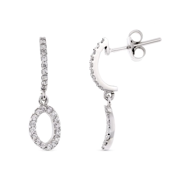 18K PENDIENTES ORO BLANCO. 19 X 5 MM CIERRE PRESION