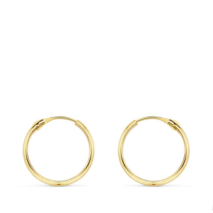 18K AROS ORO AMARILLO MEDIA CAÑA LISOS LIGEROS. 16X2 MM