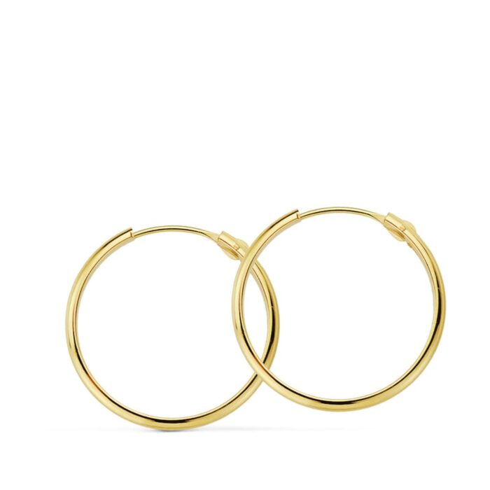 18K AROS ORO AMARILLO MEDIA CAÑA LISOS LIGEROS 20X2 MM