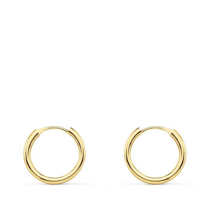 18K AROS ORO AMARILLO REDONDOS LISOS LIGEROS 12X1.50 MM