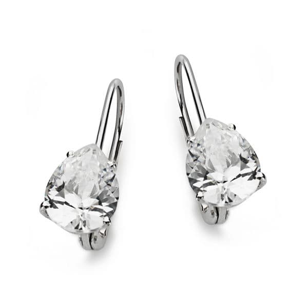 18K PENDIENTES CIRCONITA PERA ORO BLANCO 21X8 MM CIERRE GANCHO