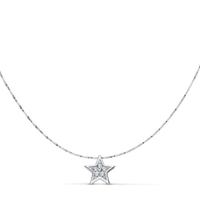 18K COLGANTE ESTRELLA ORO BICOLOR 6X6 MM CADENA 42CM