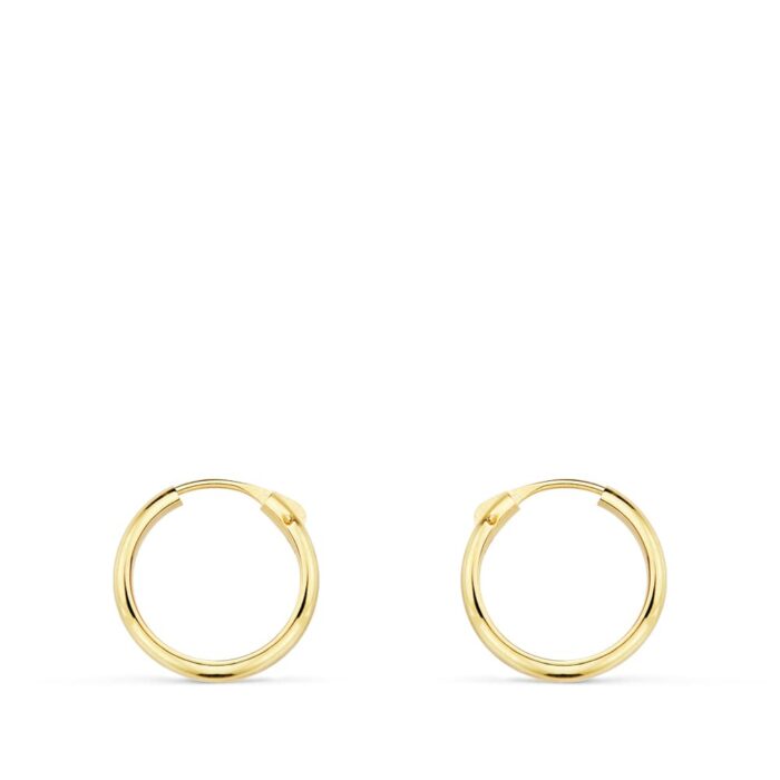 18K AROS ORO AMARILLO MEDIA CAÑA LISOS LIGEROS. 12X2 MM