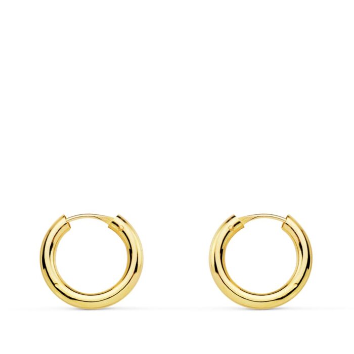 18K AROS ORO AMARILLO REDONDOS LISOS LIGEROS 12X2 MM