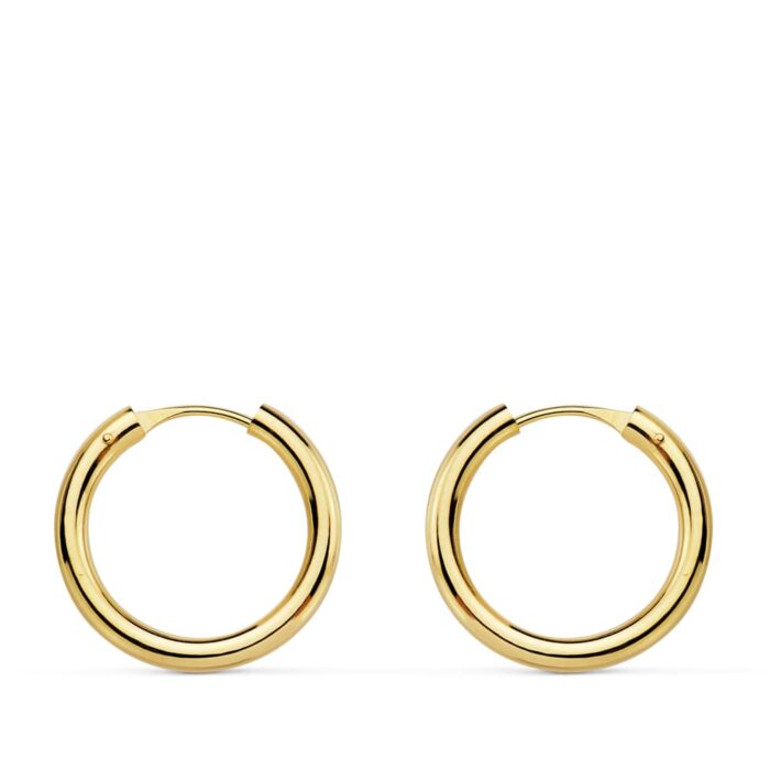 18K AROS ORO AMARILLO REDONDOS LISOS LIGEROS 16X2 MM