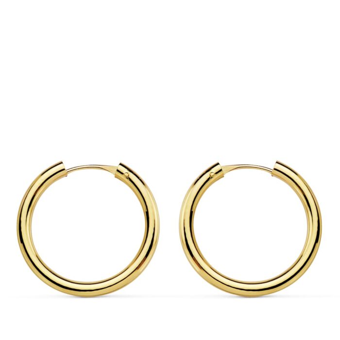 18K AROS ORO AMARILLO REDONDOS LISOS LIGEROS 18X2 MM