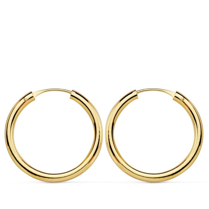 18K AROS ORO AMARILLO REDONDOS LISOS LIGEROS 20X2 MM
