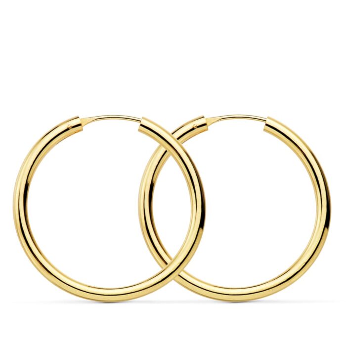 18K AROS ORO AMARILLO REDONDOS LISOS LIGEROS 30X2.5 MM