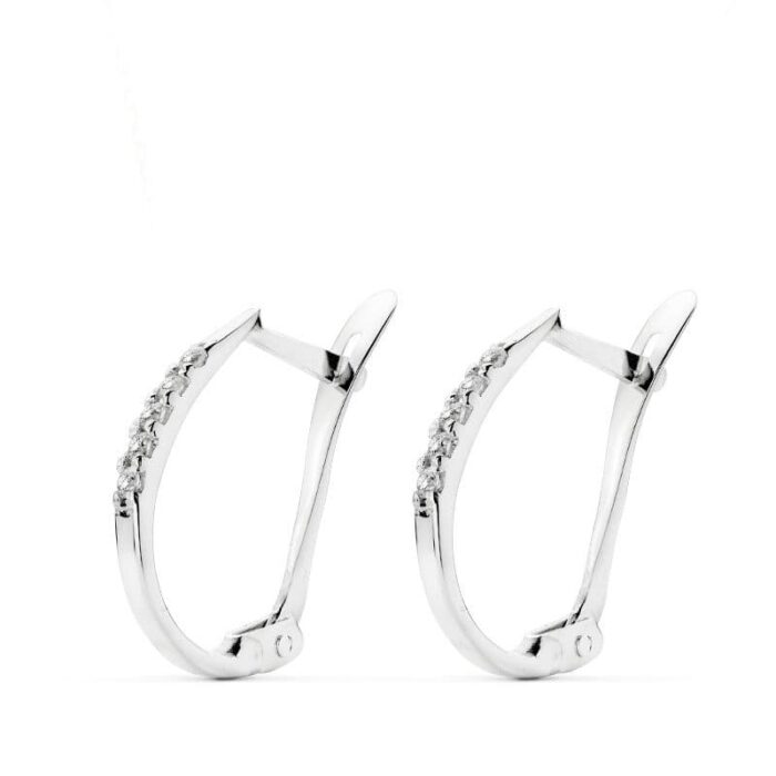 18K PENDIENTES ORO BLANCO 1.5 MM GROSOR 17X9 MM CIERRE CATALAN