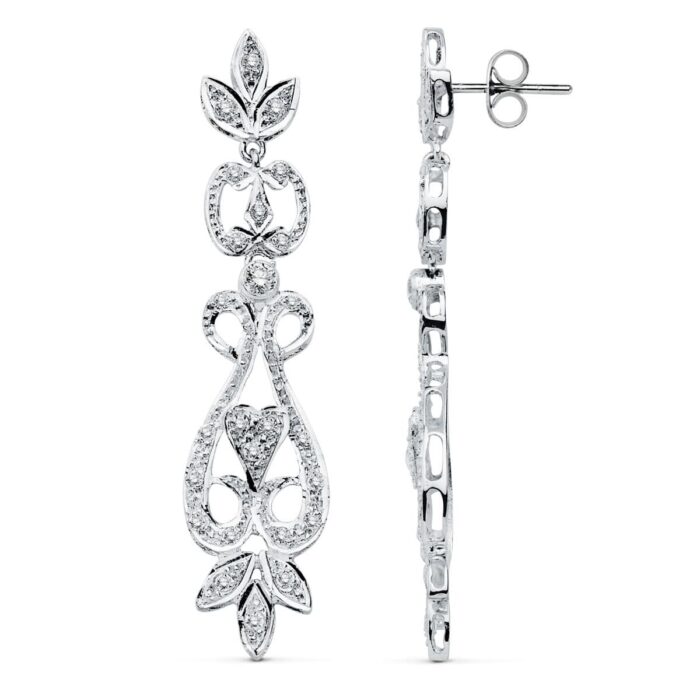 18K PENDIENTES ORO BLANCO CIRCONITA PRESION