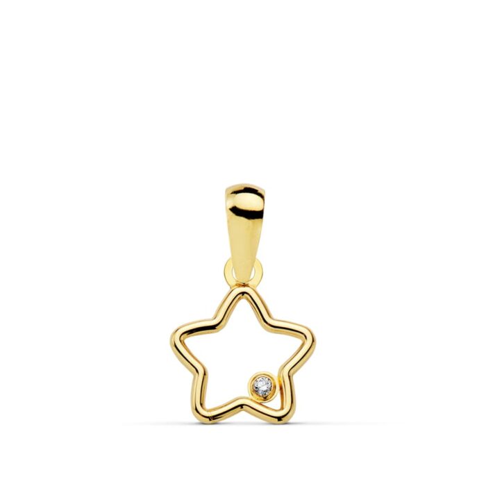18K COLGANTE ORO AMARILLO ESTRELLA CIRCONITA 9X9 MM