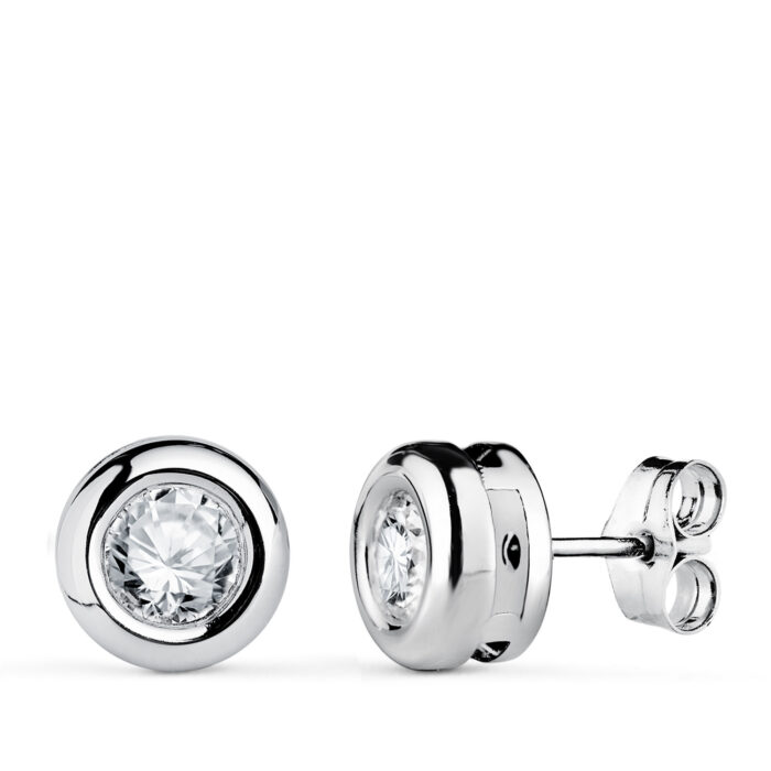 18K PENDIENTES ORO BLANCO DIAMANTES LABORATORIO 5 MM 0,650 QTS VS2-G. MEDIDA: 8X8 MM.CIERRE PRESION