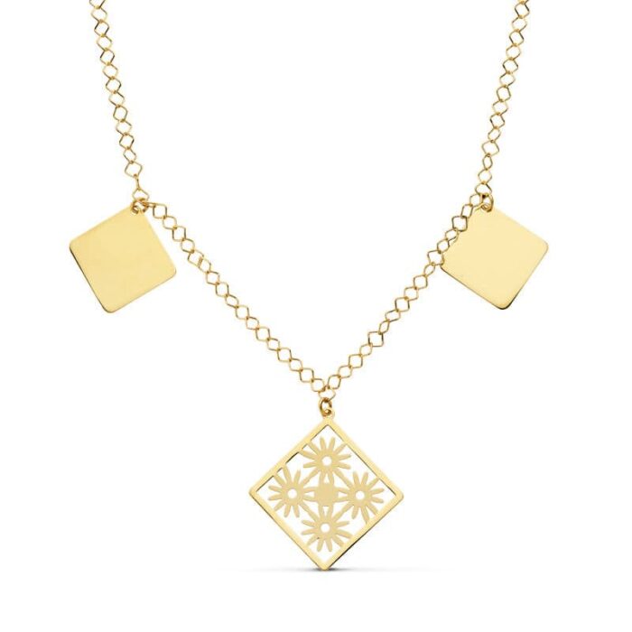 18K COLLAR ORO AMARILLO ROMBOS 44CM