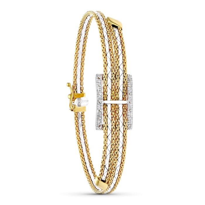18K PULSERA ORO BICOLOR RECTANGULO.