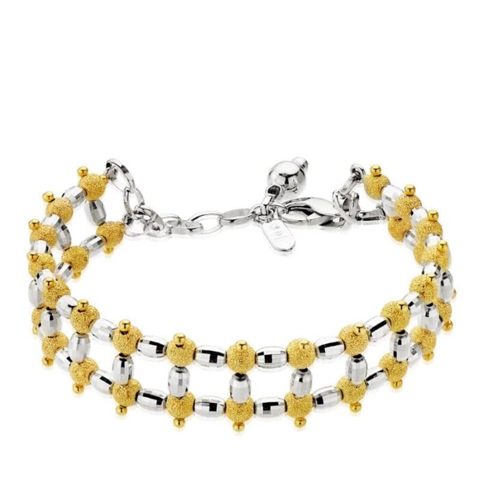 18K PULSERA BICOLOR BOLITAS 20CM