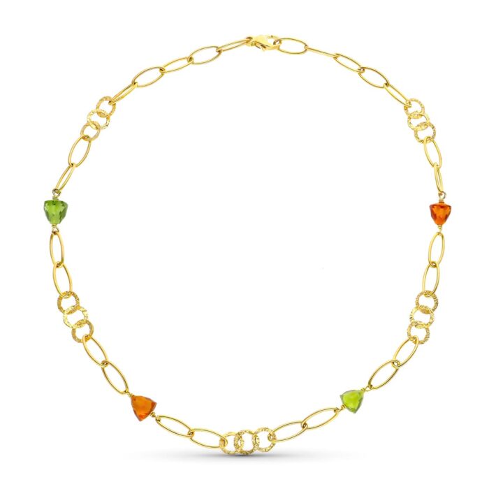 18K GARGANTILLA ORO AMARILLO PIEDRAS COLOR