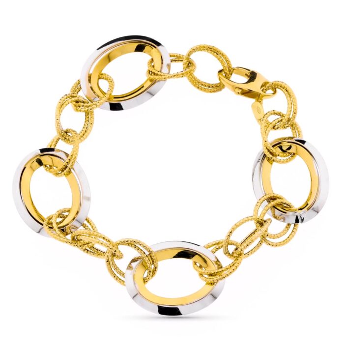18K PULSERA BICOLOR ESLABONES