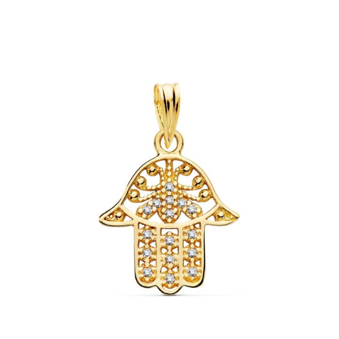 18K COLGANTE ORO AMARILLO MANO FATIMA 15X14 MM