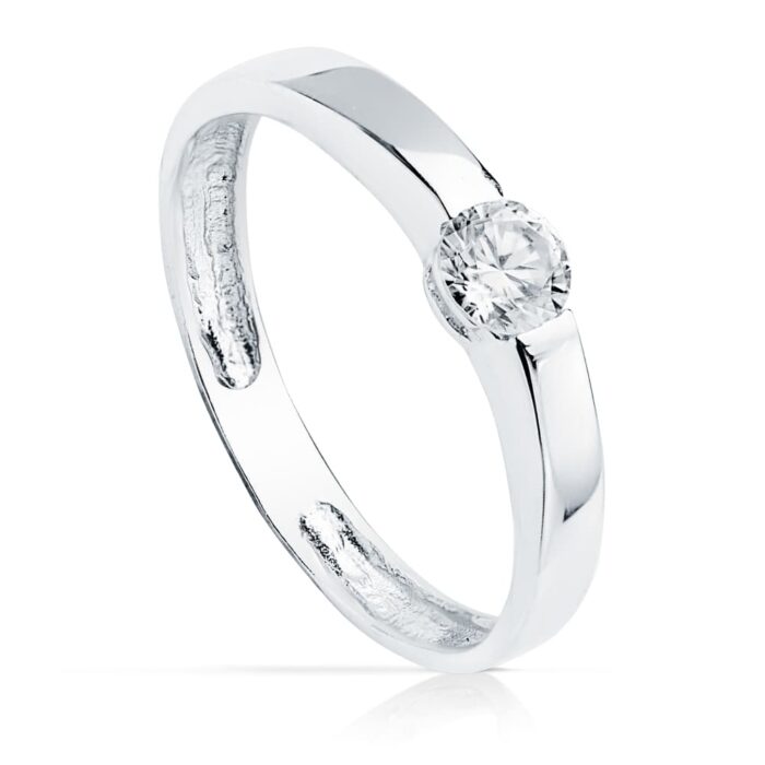 18K SOLITARIO ORO BLANCO CIRCONITA 4 MM