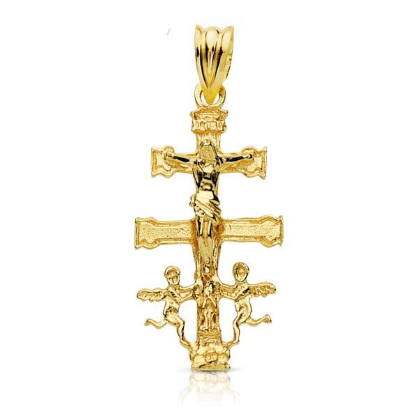 18K CRUZ ORO AMARILLO CARAVACA 28X14 MM