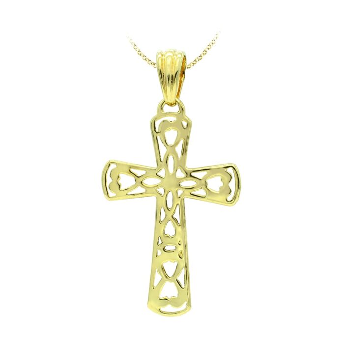18K CRUZ ORO AMARILLO FILIGRANA 35X23 MM