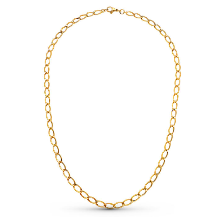 18K CADENA ORO AMARILLO ROMBO HUECA 50CM 5 MM