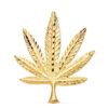 Colgante de hoja de marihuana detallada en oro amarillo de 18 quilates con acabado pulido, medidas 44x37 mm.