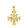 Cruz de Jerusalén de oro amarillo de 18 quilates en tamaño pequeño (21x17 mm), colgante religioso con cinco cruces en relieve.