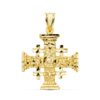 Colgante de la Cruz de Jerusalén en oro amarillo de 18 quilates, diseño de cruz de las cruzadas con cuatro crucetas menores, tamaño 27x23 mm.