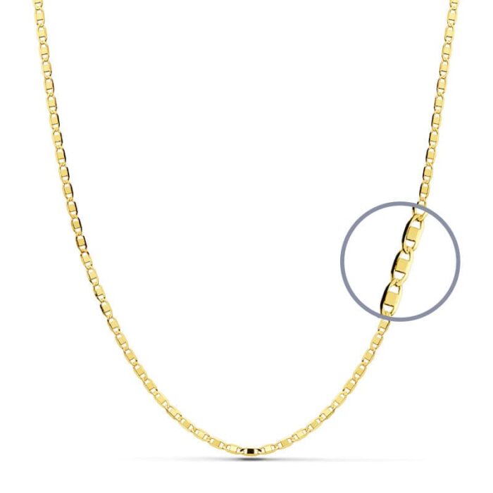 18K CADENA ORO AMARILLO MACIZA PLANA 45CM 1.5 MM