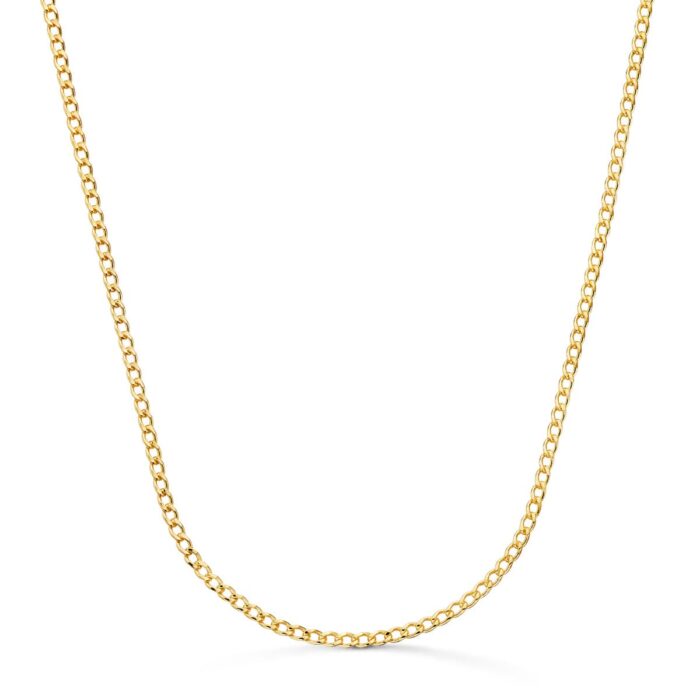18K CADENA ORO AMARILLO BARBADA HUECA ANCHO: 2MM LARGO: 60CM