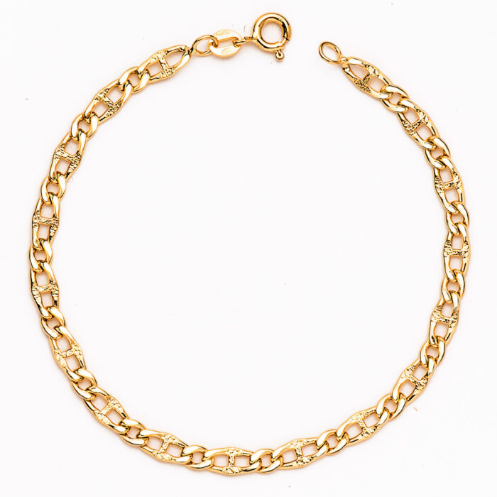 18K PULSERA ORO AMARILLO ESLABON ANCLA Y BARBADO ANCHO: 4 MM. LARGO: 19,5 CM