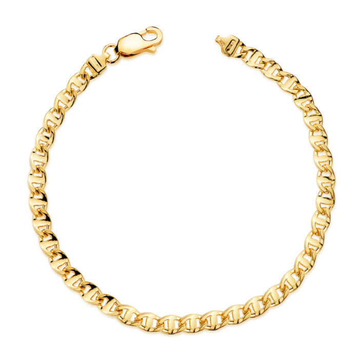 18K PULSERA ORO AMARILLO HUECA ESLABON ANCLA TALLADO ANCHO: 4 MM. LARGO: 19,5 CM