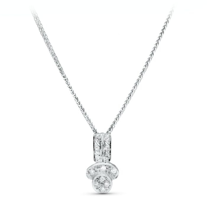 18K GARGANTILLA ORO BLANCO JUEGO NOVIA CIRCONITA 45CM CENTRO 16X8 MM