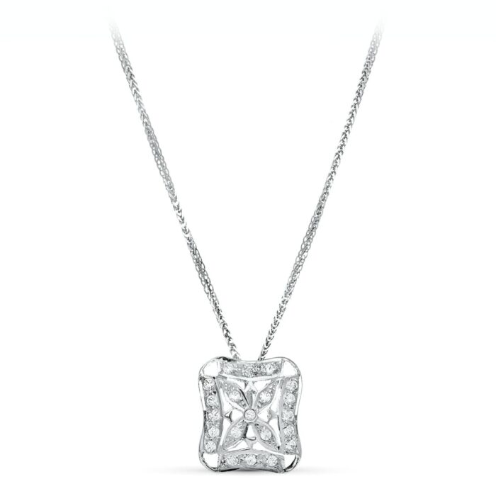 18K GARGANTILLA ORO BLANCO JUEGO NOVIA 45CM MOTIVO 17X17 MM