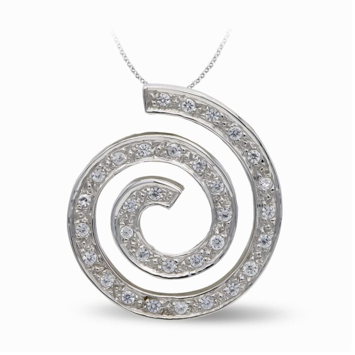 18K COLGANTE ORO BLANCO CIRCONITA ESPIRAL.