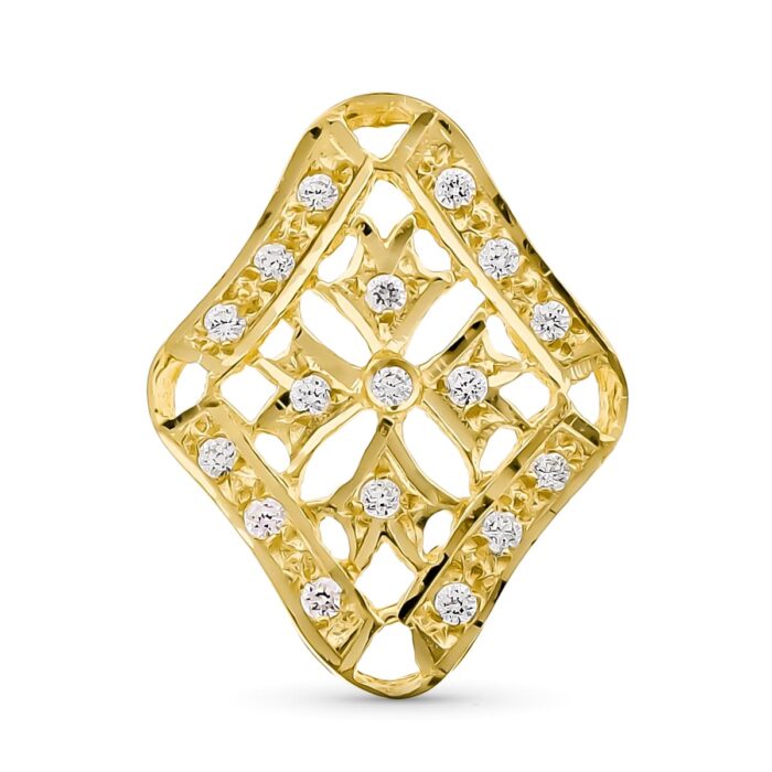 18K COLGANTE ORO AMARILLO ROMBO CIRCONITA ORO AMARILLO