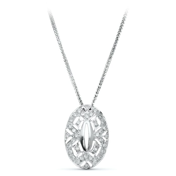 18K GARGANTILLA ORO BLANCO JUEGO NOVIA 45CM CENTRO CIRCONITA 23X15 MM