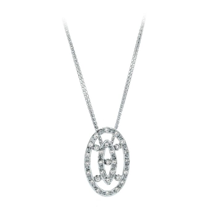 18K GARGANTILLA ORO BLANCO JUEGO DE NOVIA CIRCONITA 45CM CENTRO 22X14 MM