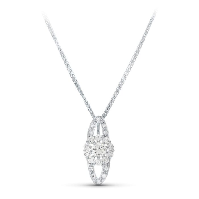 18K GARGANTILLA ORO BLANCO 45CM JUEGO NOVIA 20X9 MM CIERRE MOSQUETON
